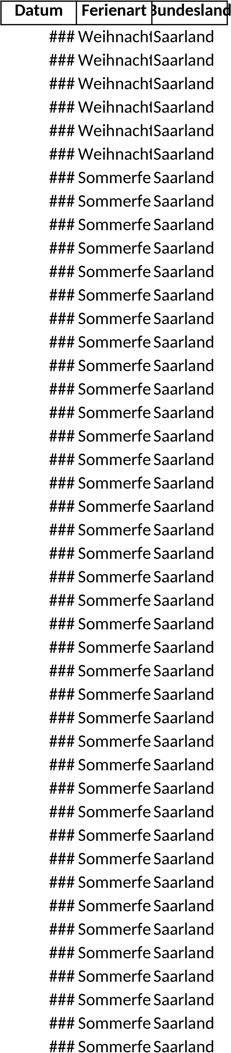 Excel-Vorlage: Schulferienkalender 2025 für Saarland