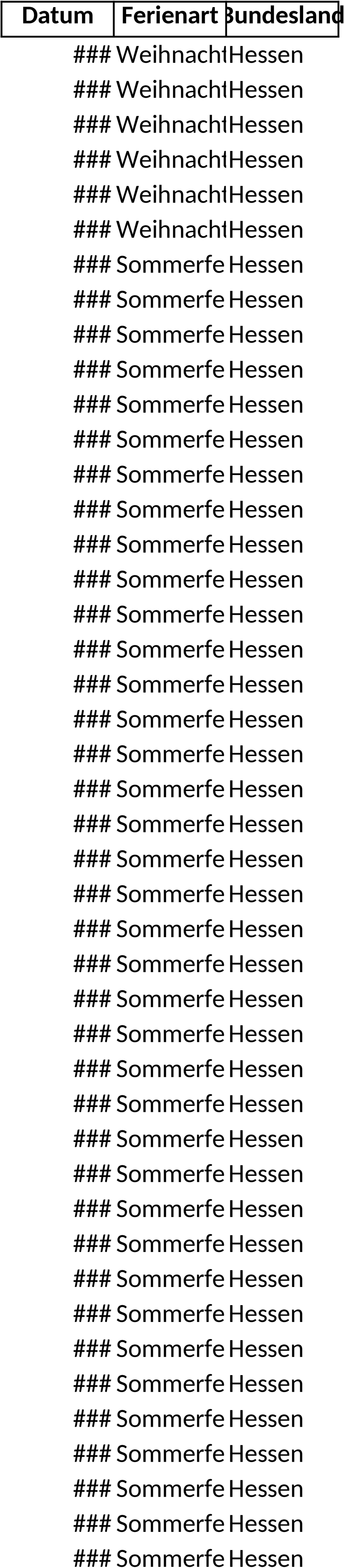 Excel-Vorlage Schulferienkalender 2025 Hessen