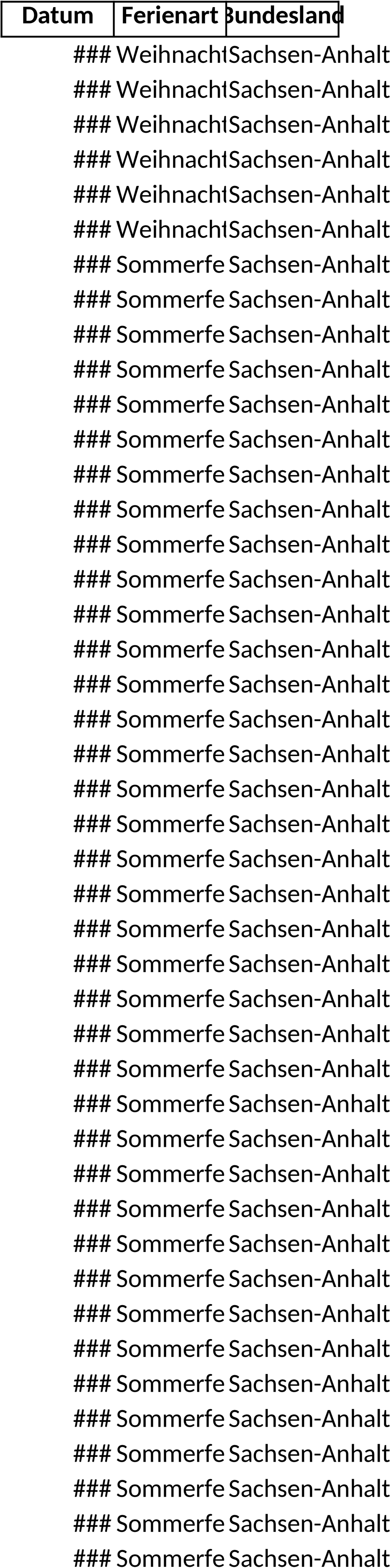 Excel-Vorlage Schulferienkalender 2025 Sachsen-Anhalt