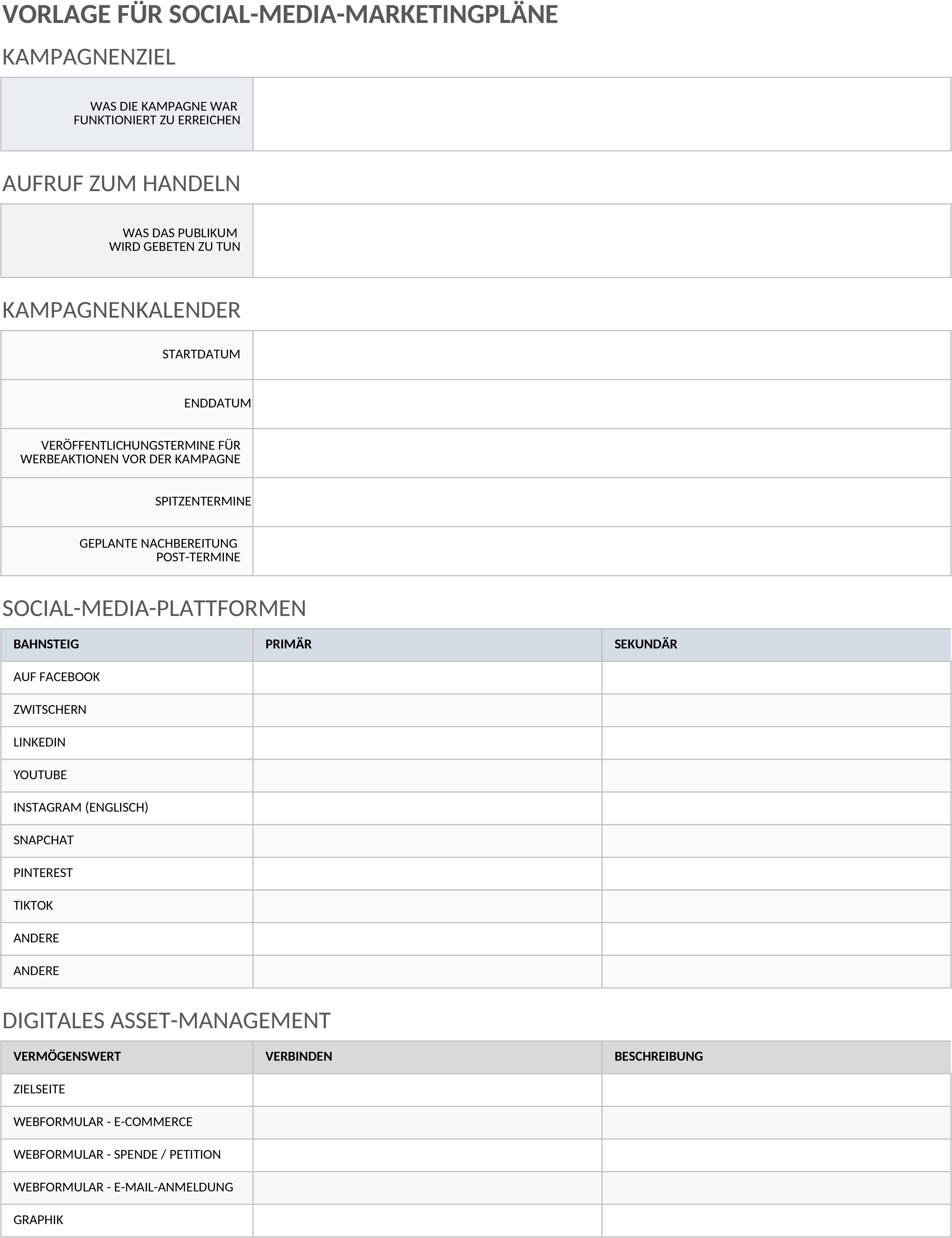 Excel-Vorlage für Social-Media-Marketing-Plan