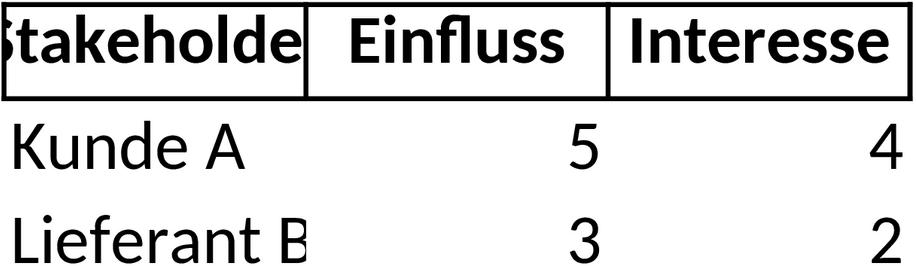 Excel-Vorlage zur Stakeholder-Matrix-Analyse