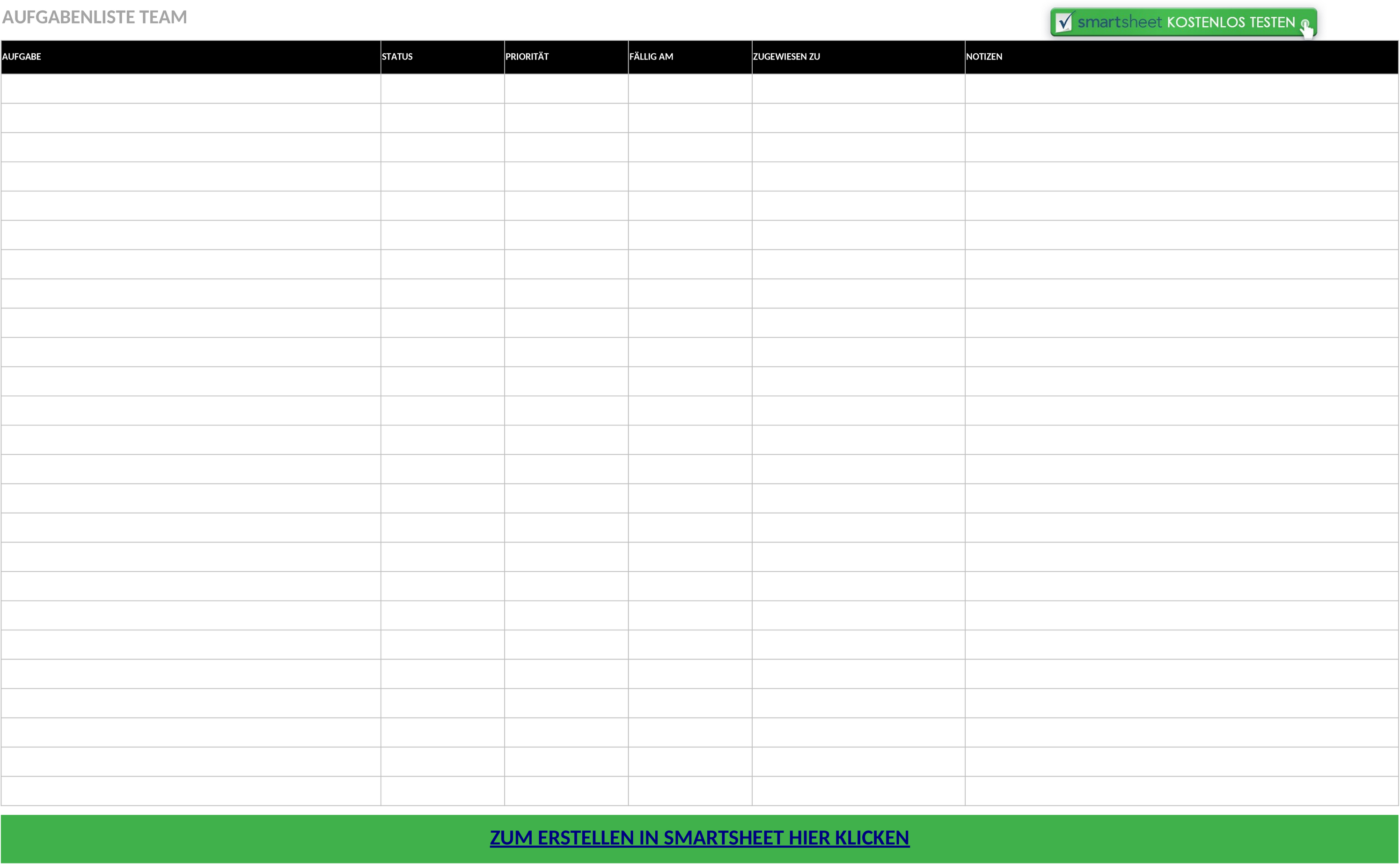 Excel-Vorlage für Teamaufgabenplanung und -management