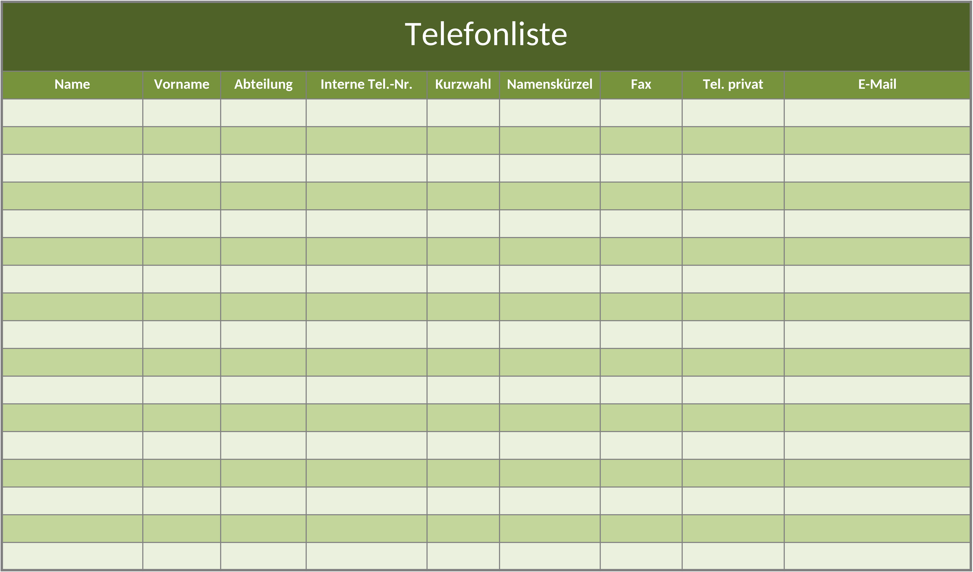 Telefonliste Excel Vorlage für Geschäft & Unternehmen