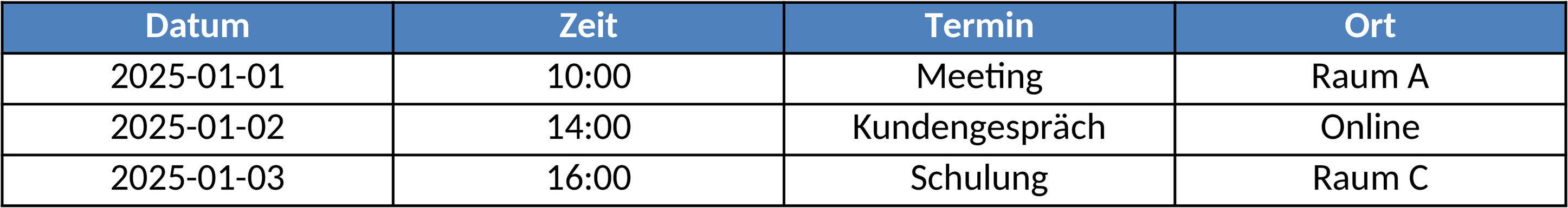 Excel-Vorlage für Terminplanung und Organisation
