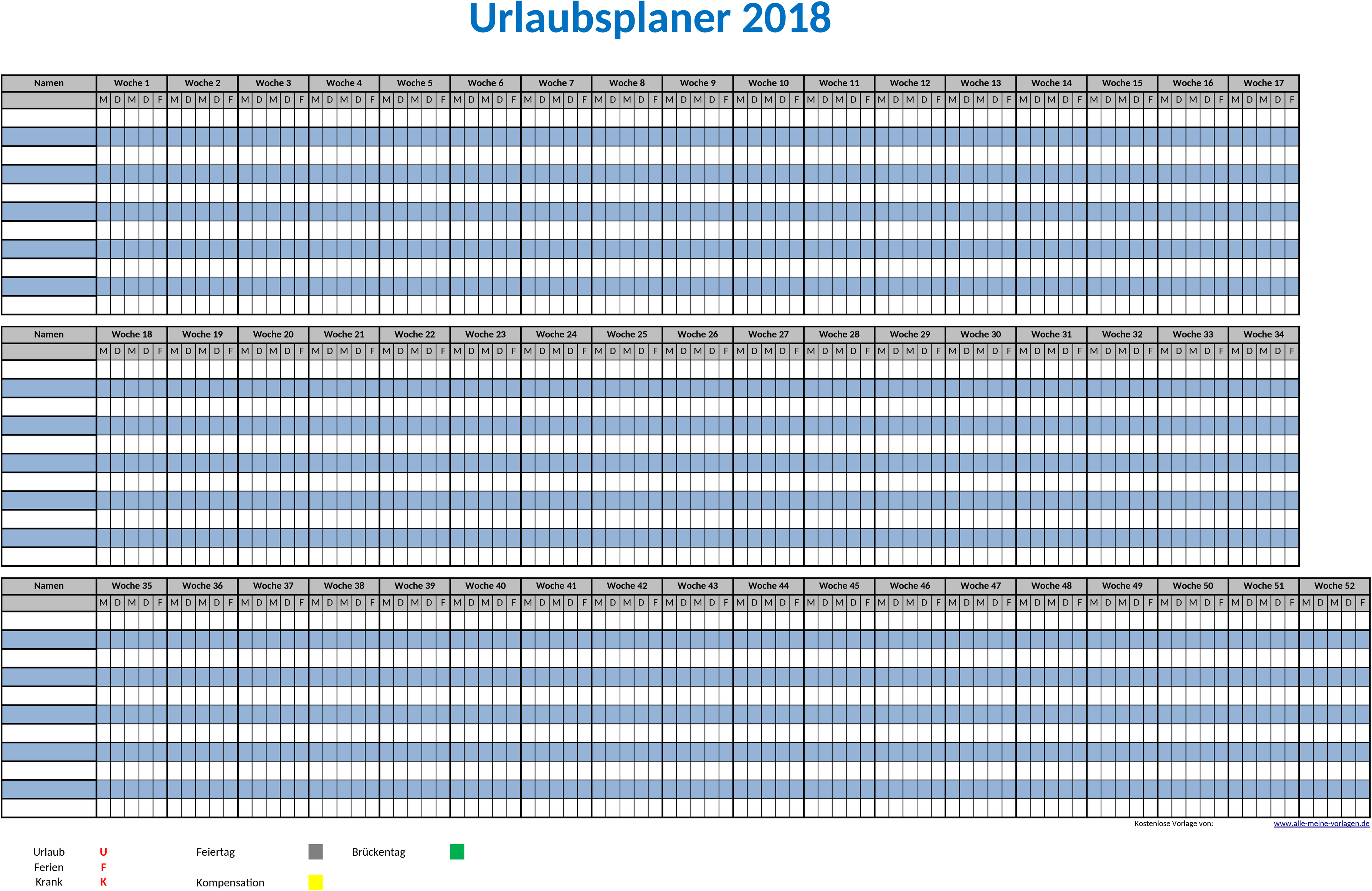 Excel-Vorlage für Urlaubs- und Ferienplanung 2023