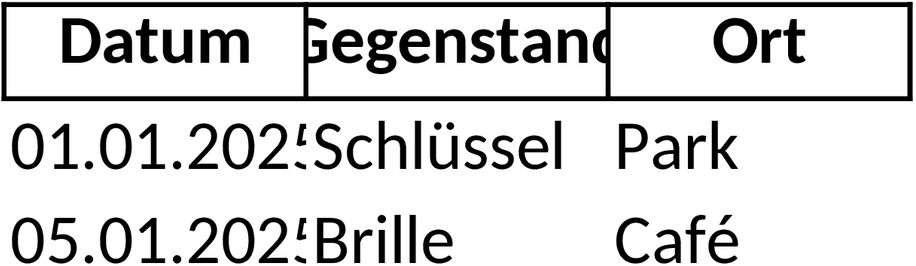 Excel-Vorlage zur Verwaltung von Fundgegenständen