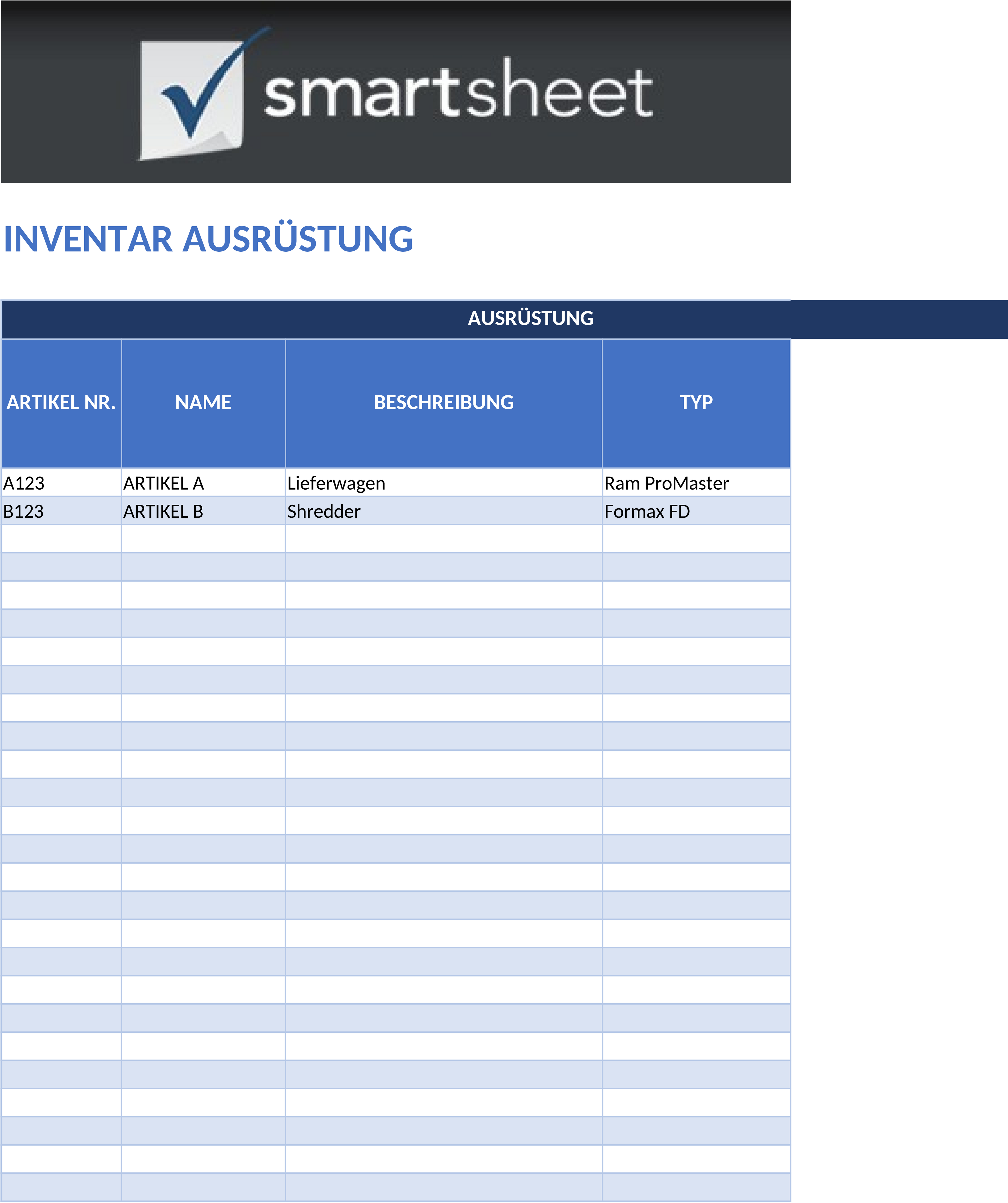 Excel-Vorlage: Geräteinventarverwaltung