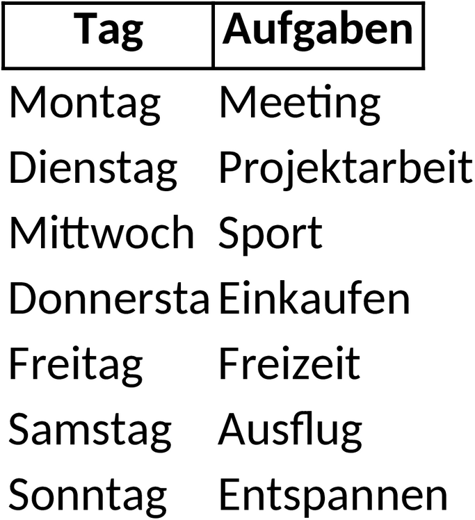 Excel-Vorlage für Wochenplanung