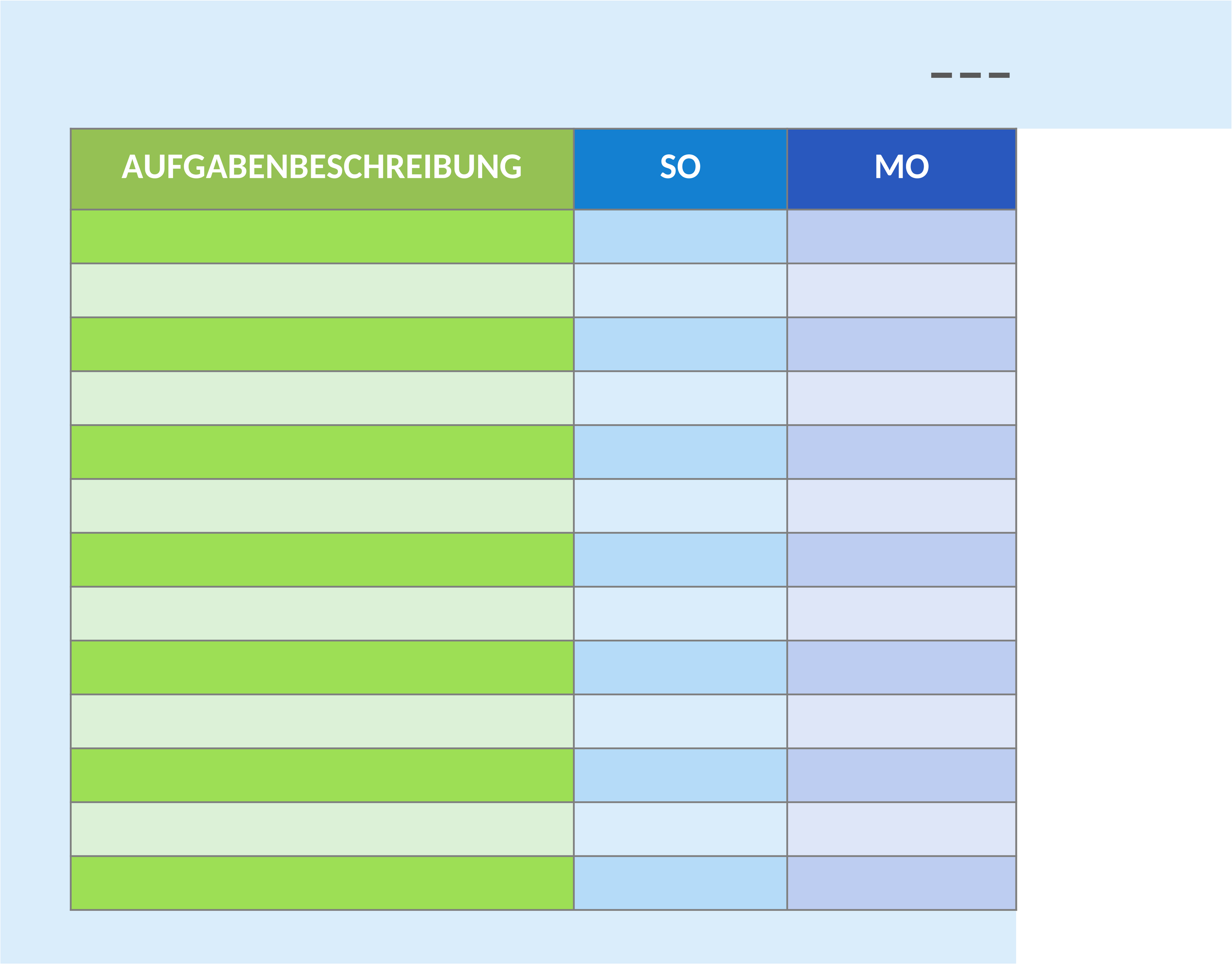 Excel-Vorlage für Wöchentliche Aufgabenplanung