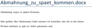 abmahnung-wegen-zu-spaetem-kommen