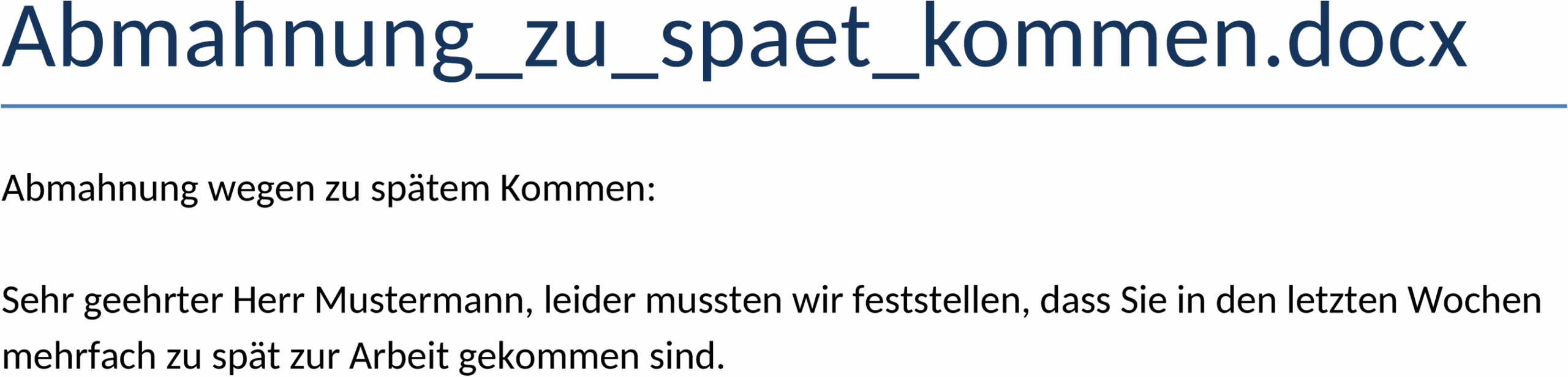 Abmahnung wegen Zuspätkommen: Word-Vorlage
