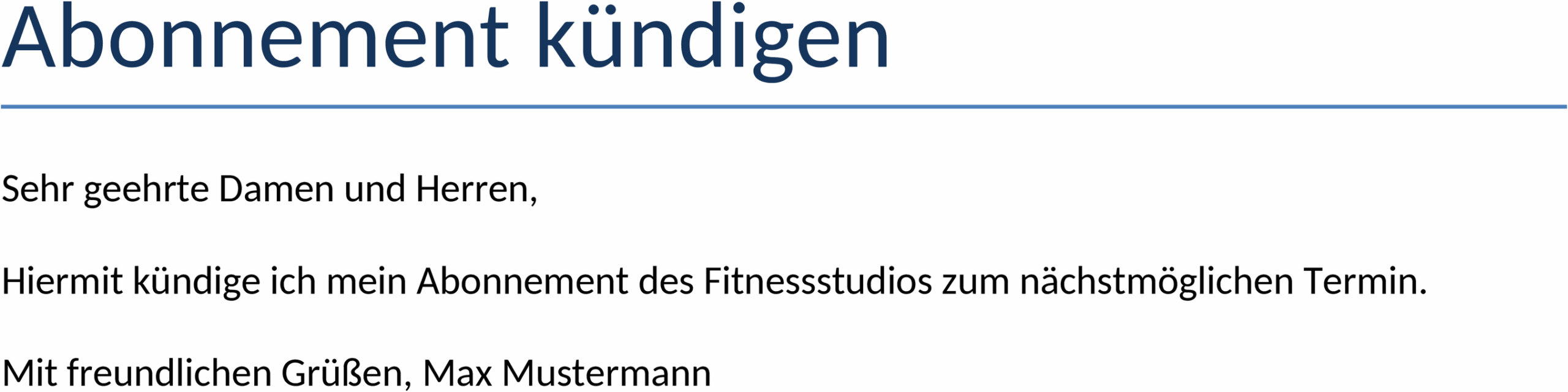Word-Vorlage: Abonnement Kündigung