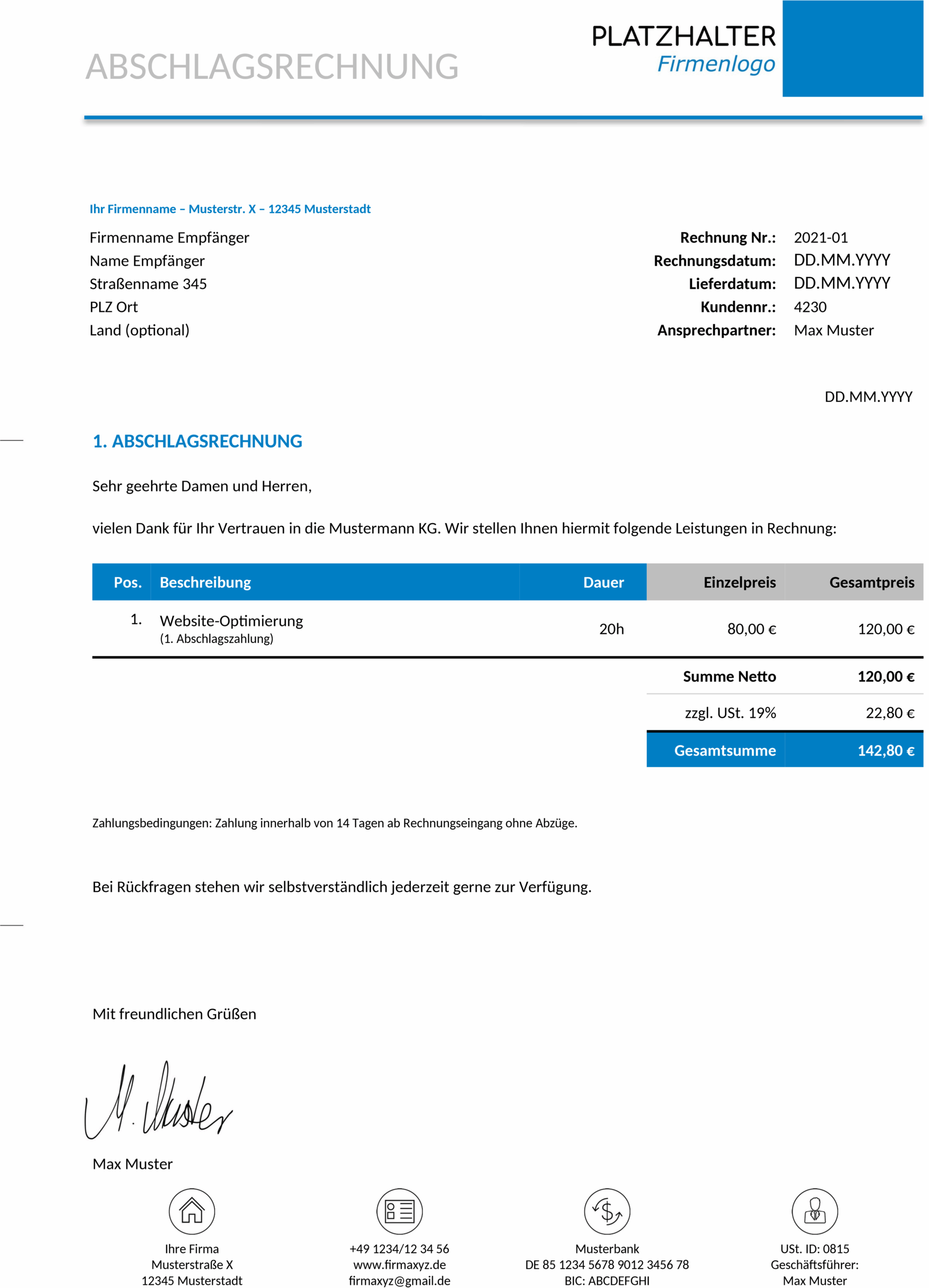 Abschlagsrechnung Word-Datei