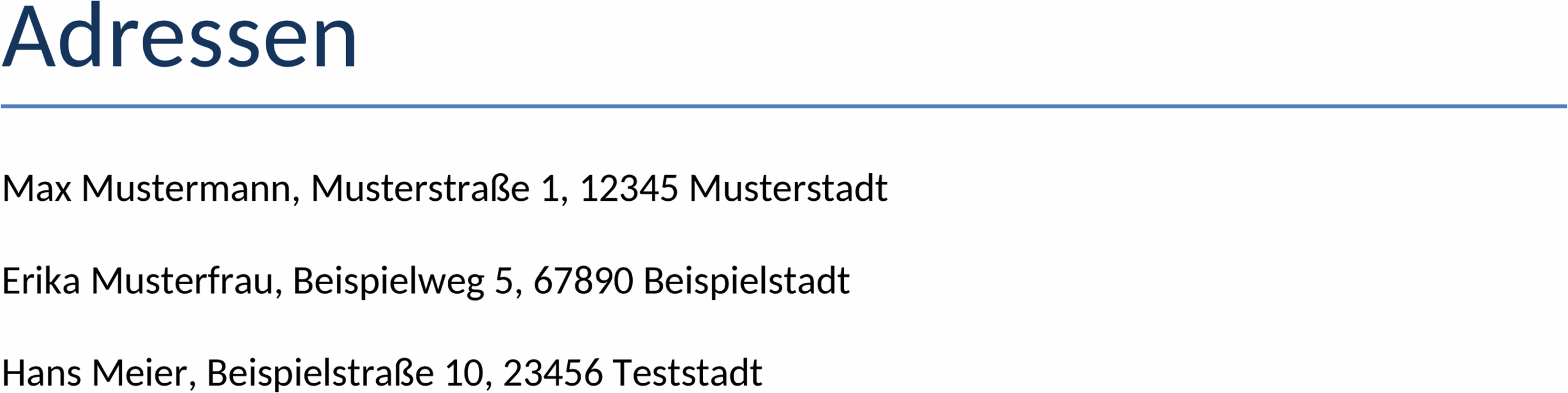 Adressliste im Word-Format zur einfachen Verwaltung