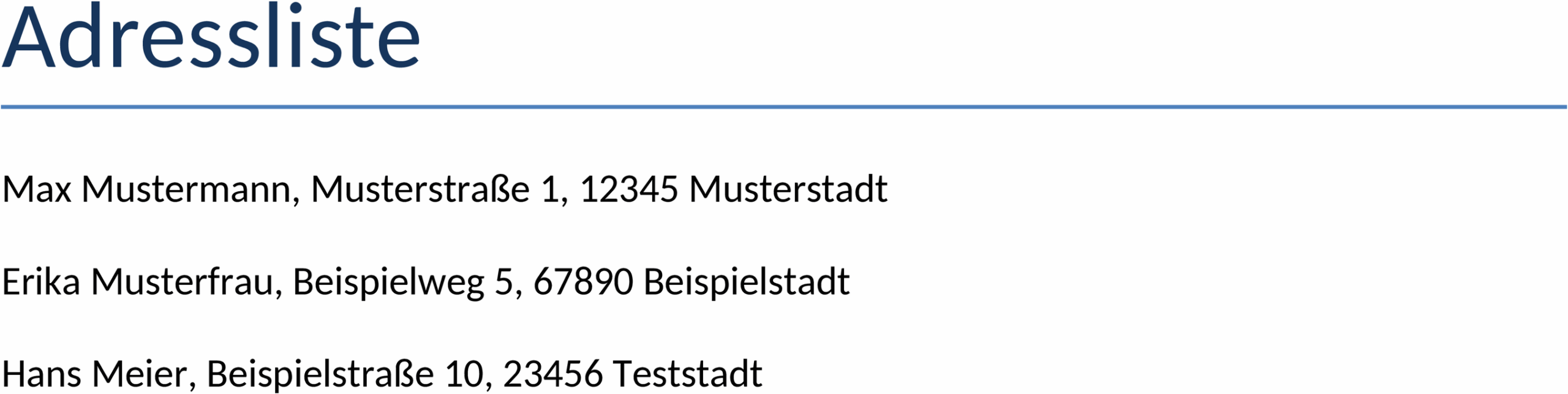 Adressliste im Word-Format