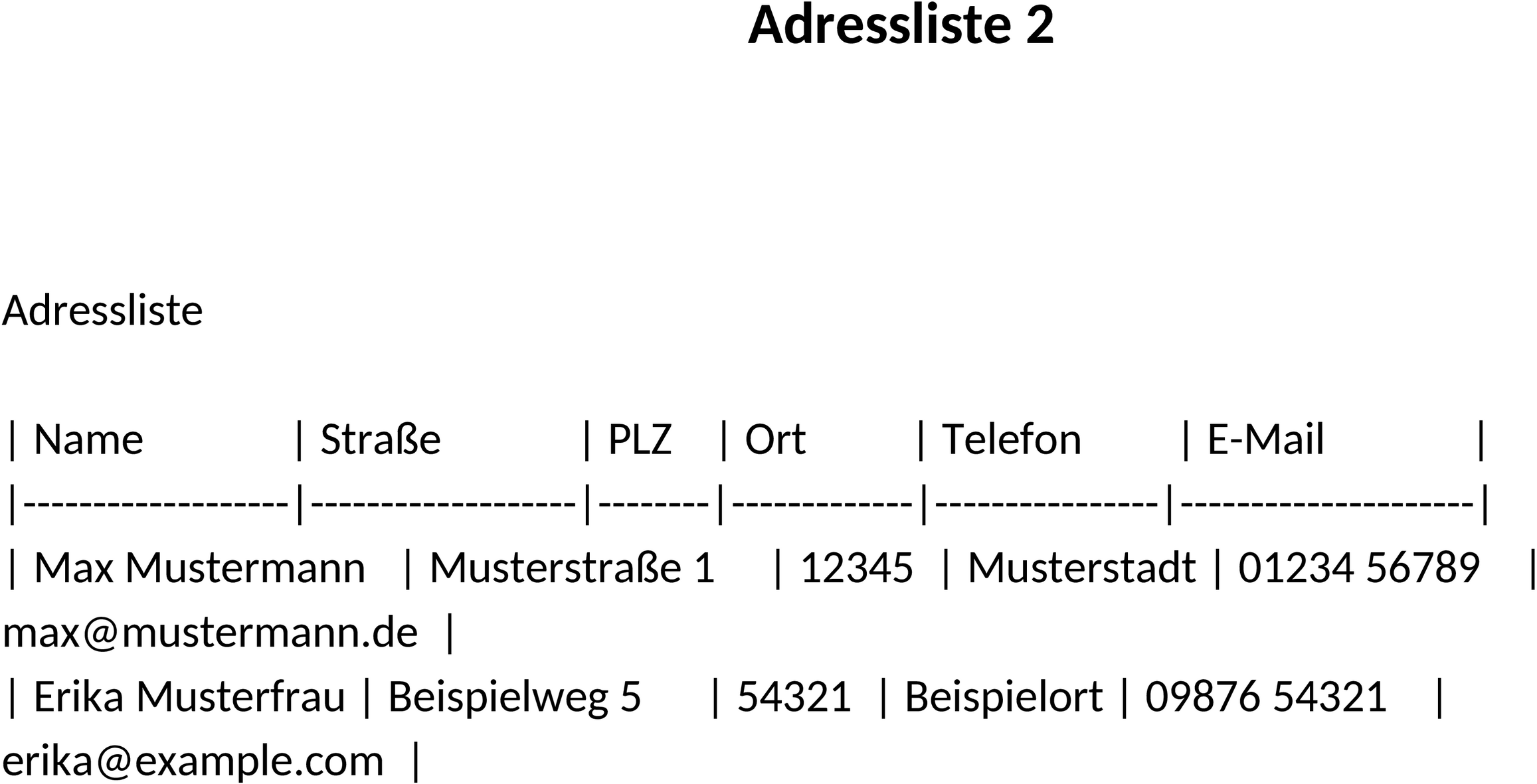 Adressliste im DOCX-Format
