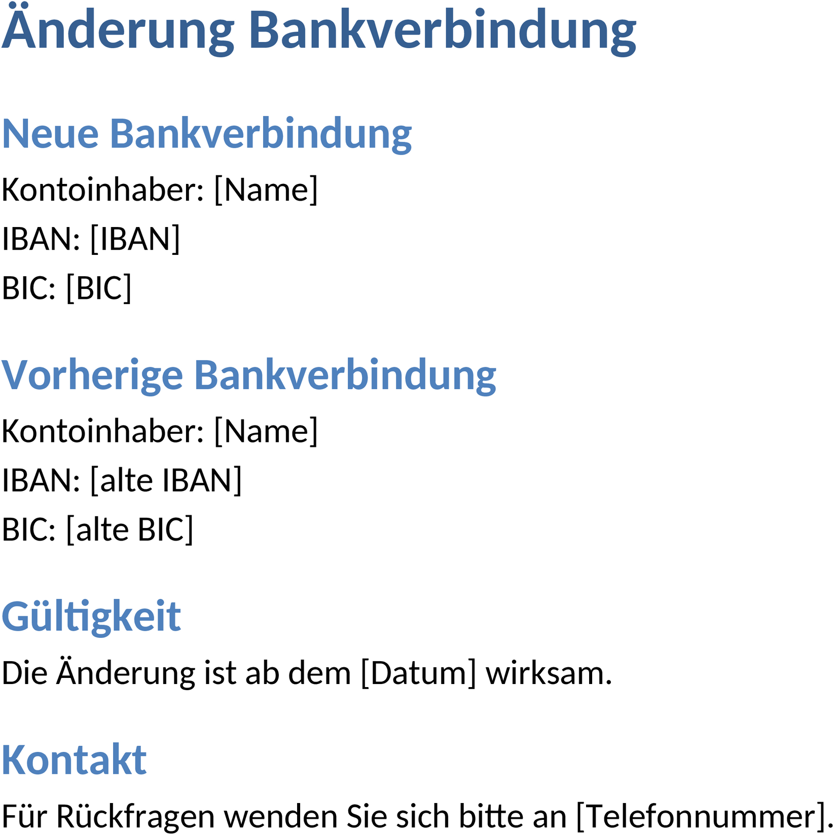 Änderung Bankverbindung Word-Datei – Effiziente Kommunikation mit Banken
