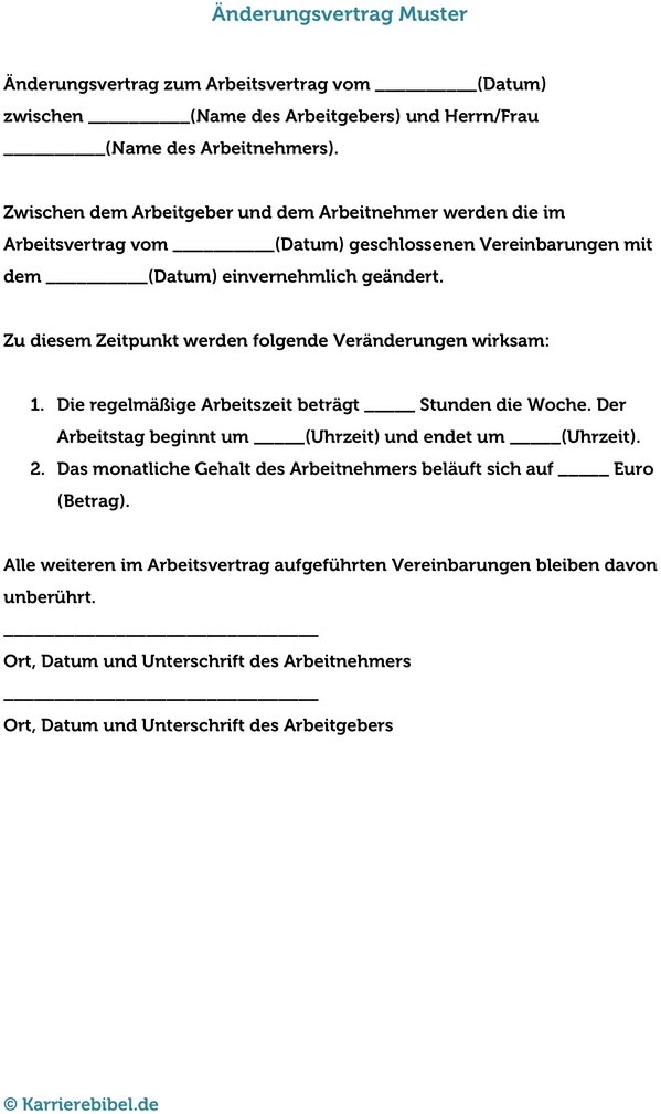 aenderungsvertrag-arbeitnehmer-arbeitszeit-gehalt