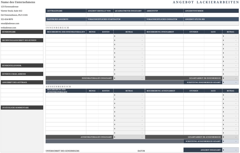 angebot-lackierarbeiten-vorlage-excel