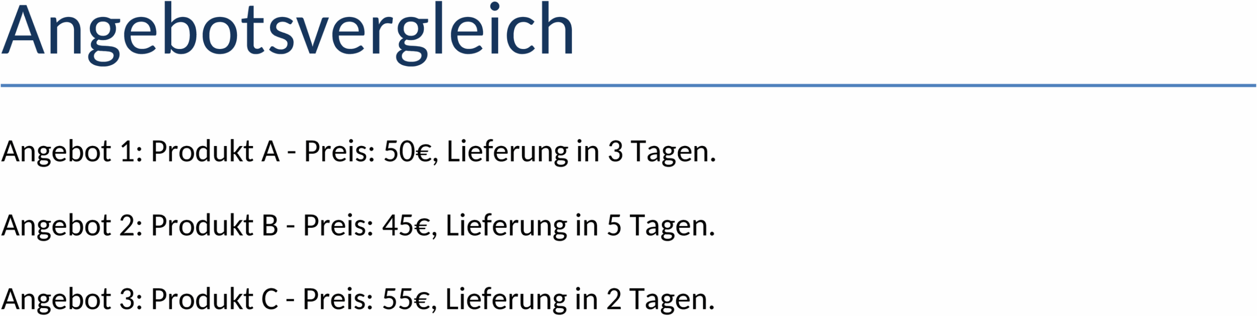 Angebotsvergleich Word-Vorlage