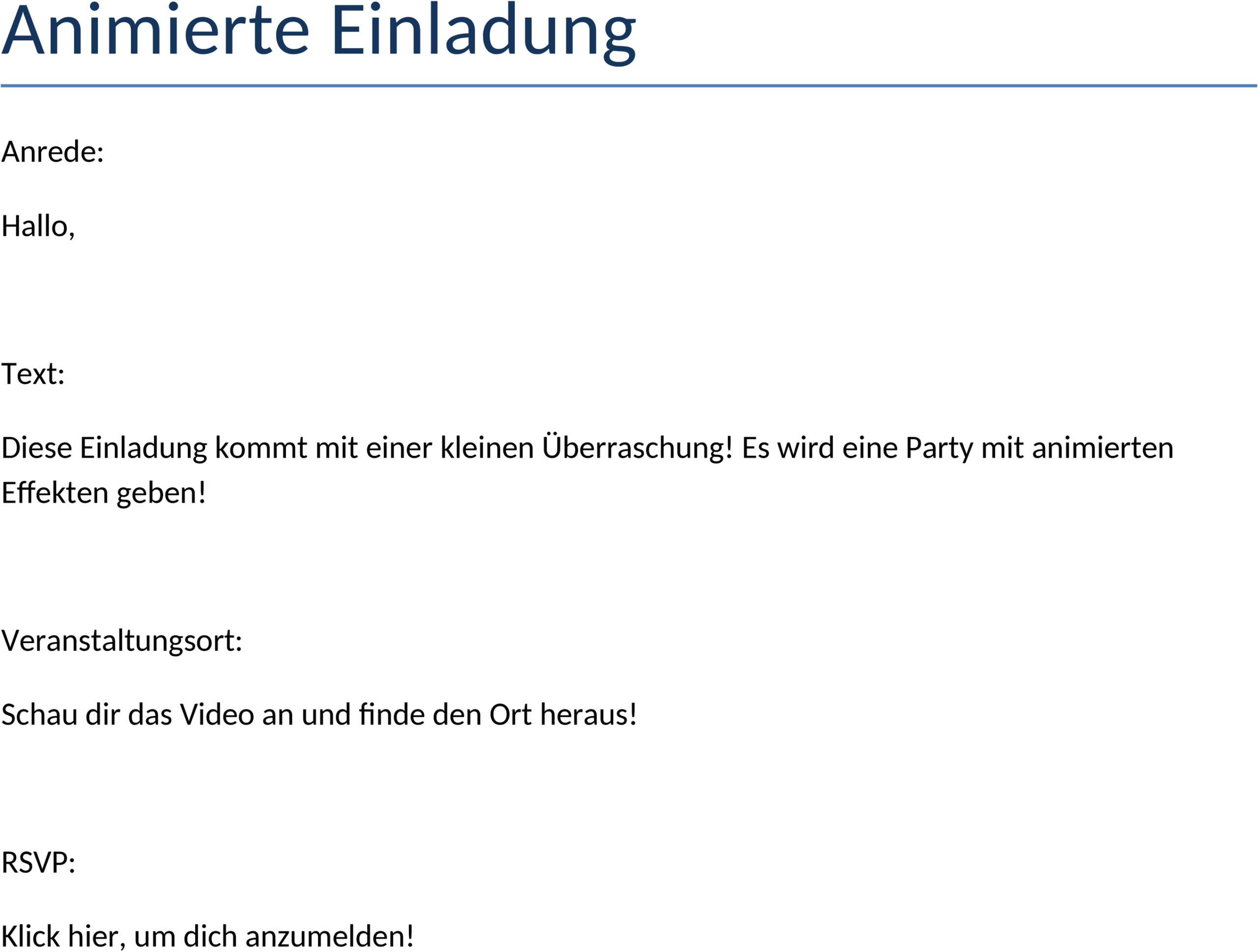 Animierte Einladung im Word-Format