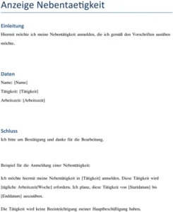 anmeldung-nebentaetigkeit-vorlage