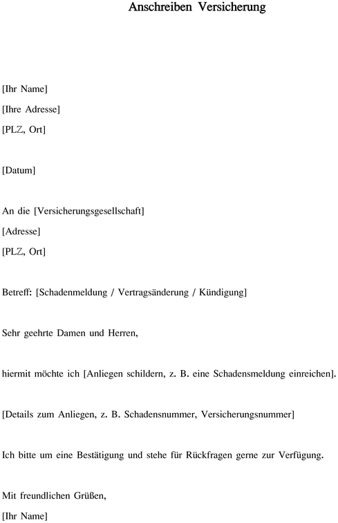 anschreiben-an-die-versicherung-vorlage