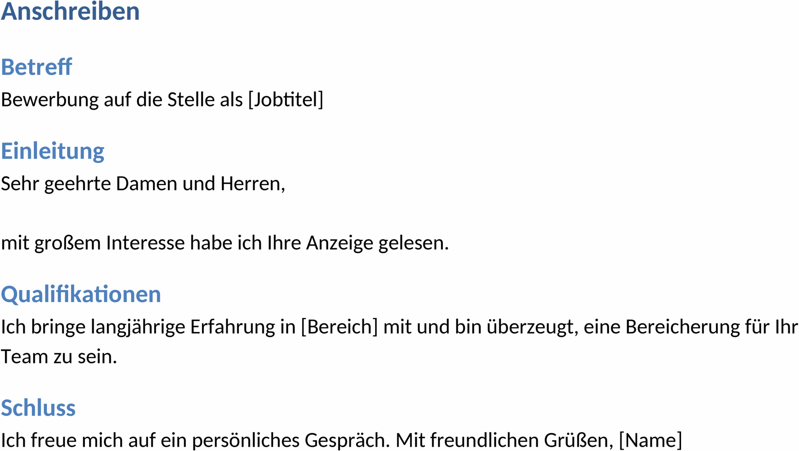 Word-Template: Anschreiben für Bewerbungen