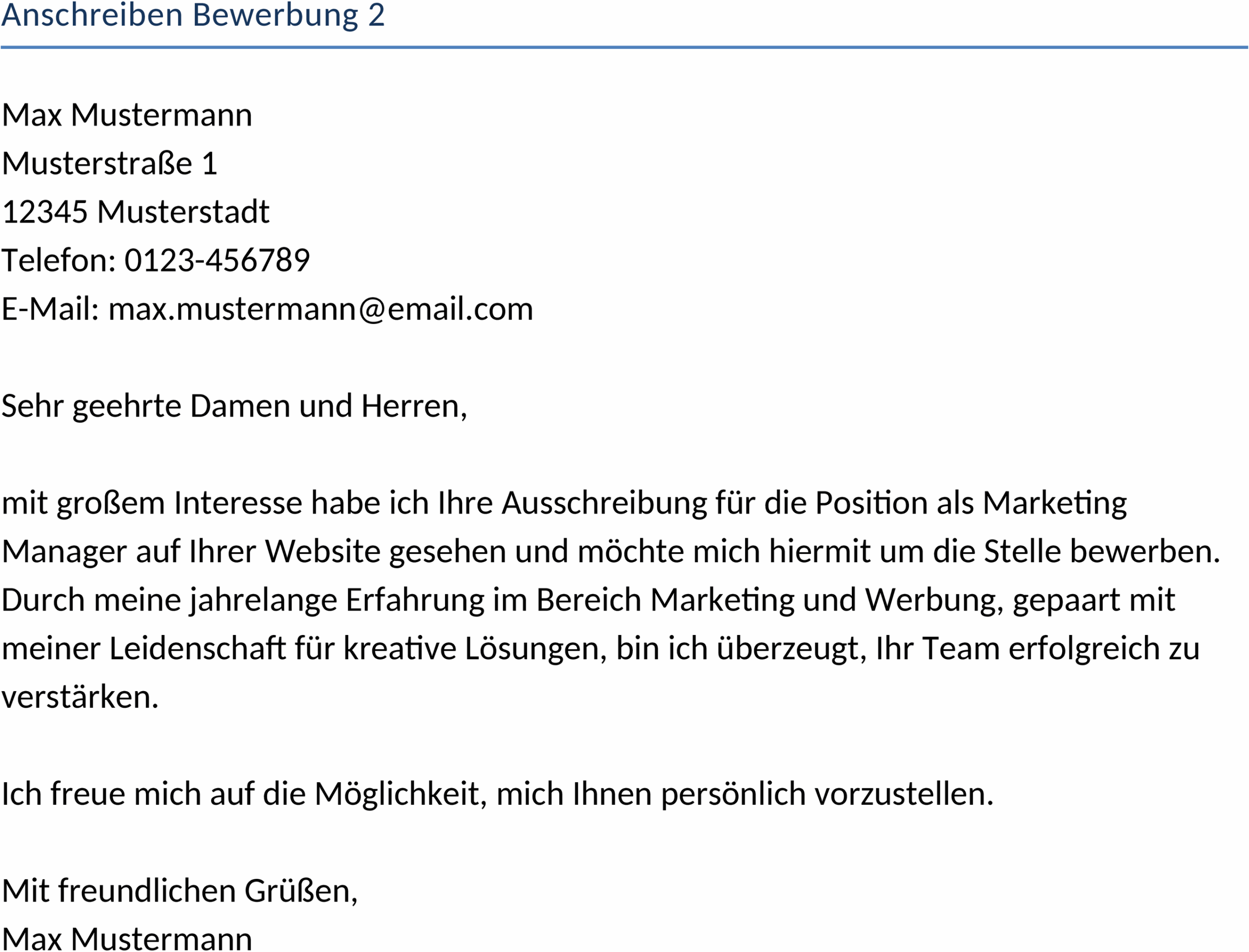 Anschreiben Bewerbung Word Vorlage