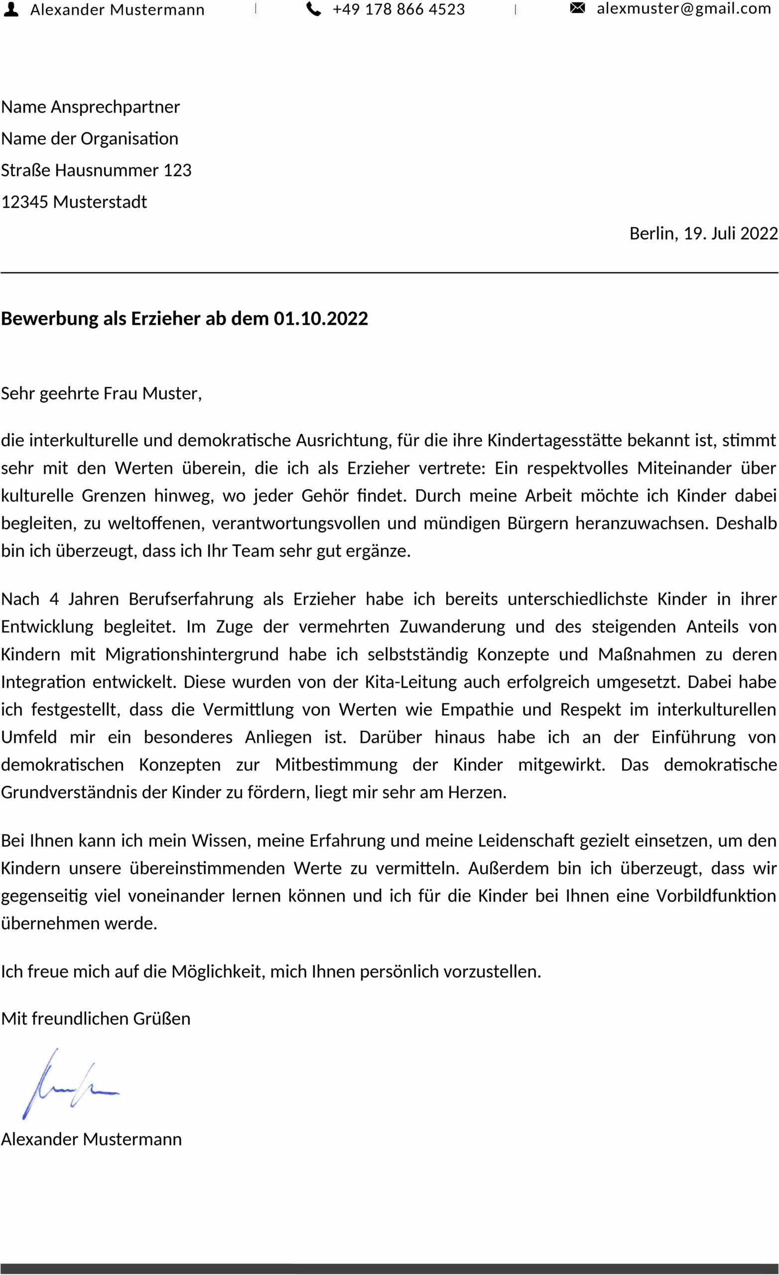 Word-Template für Anschreiben Initiativbewerbung