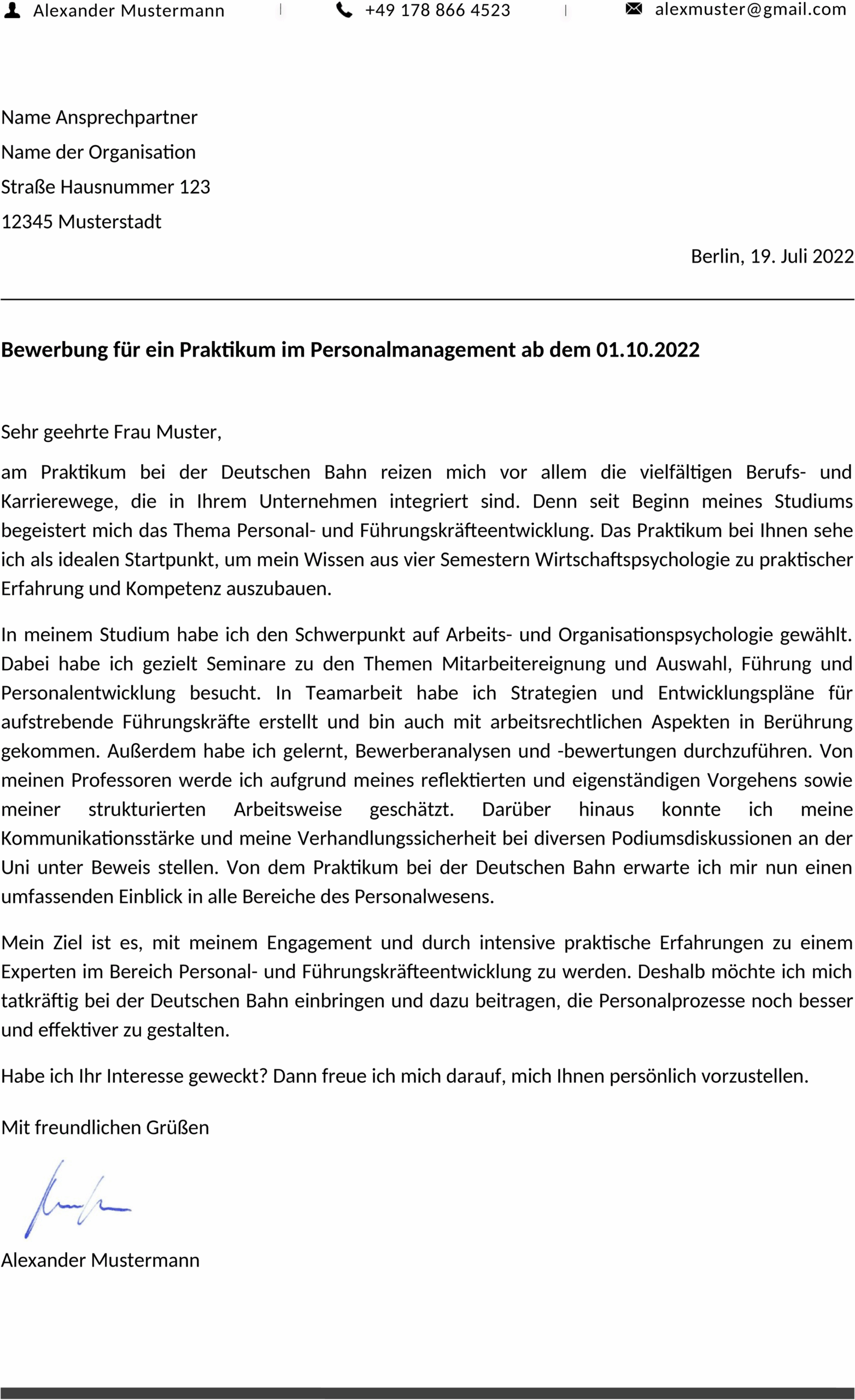 Anschreiben Praktikum Download