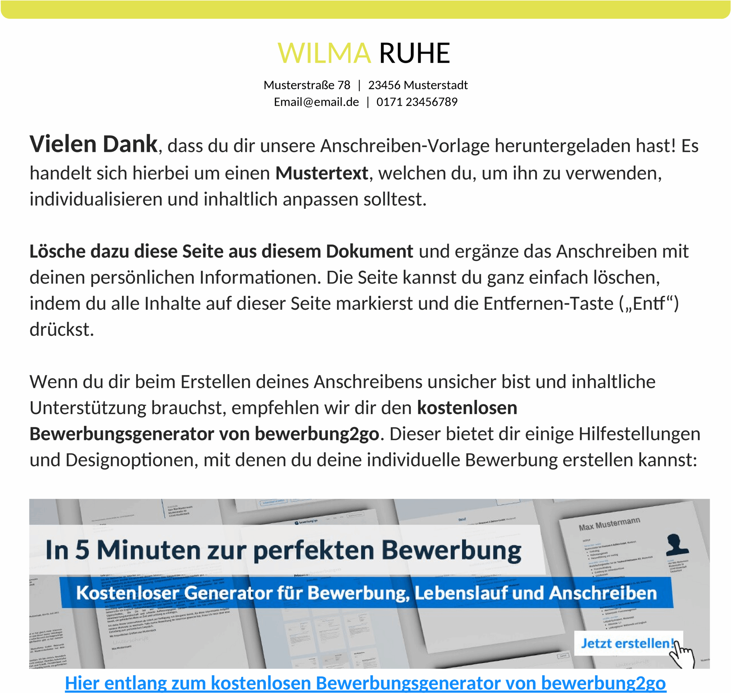 Word-Vorlage Modernes Bewerbungsanschreiben
