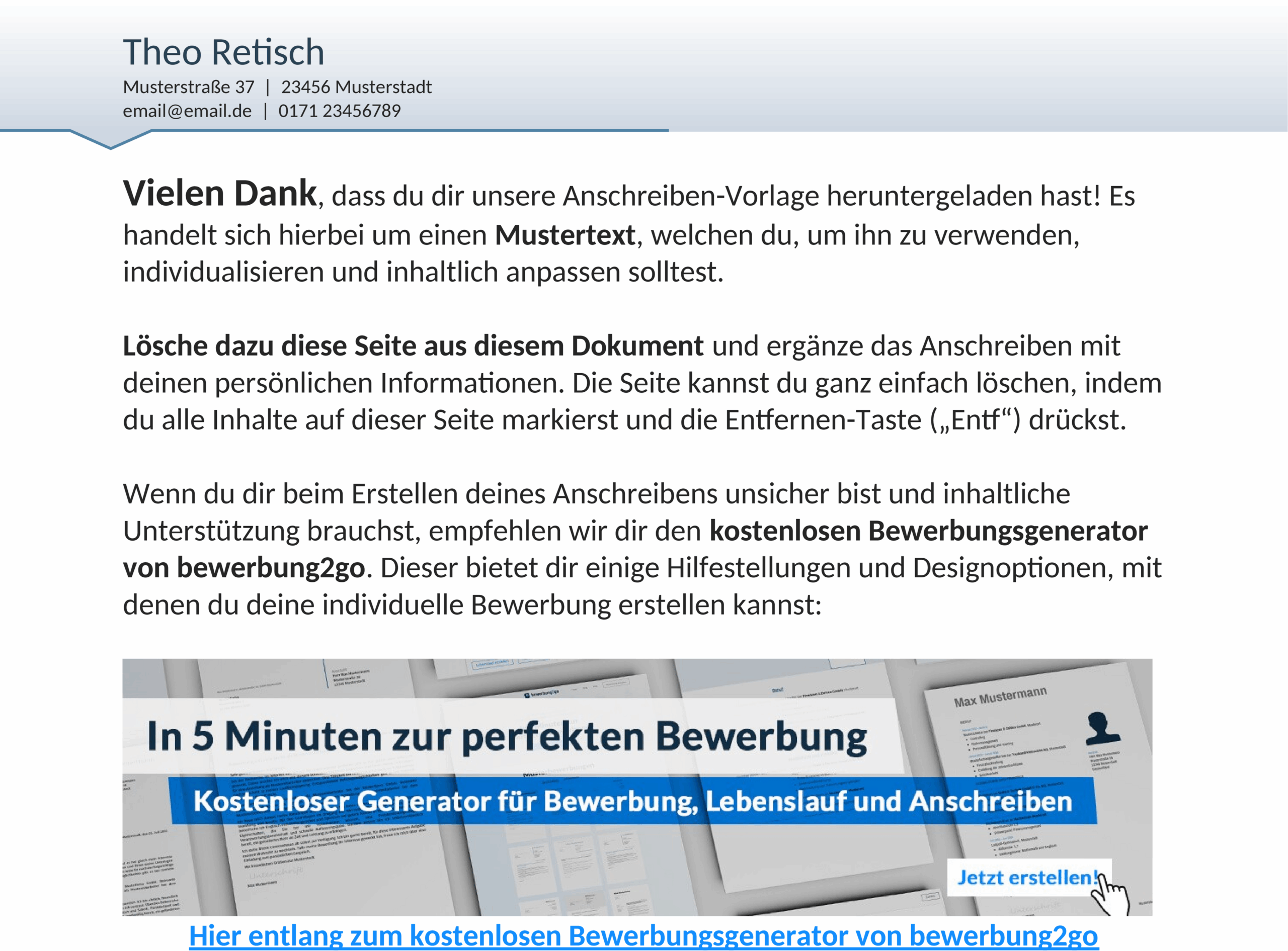 Word-Dokument Anschreiben Vorlage Teamfaehigkeit
