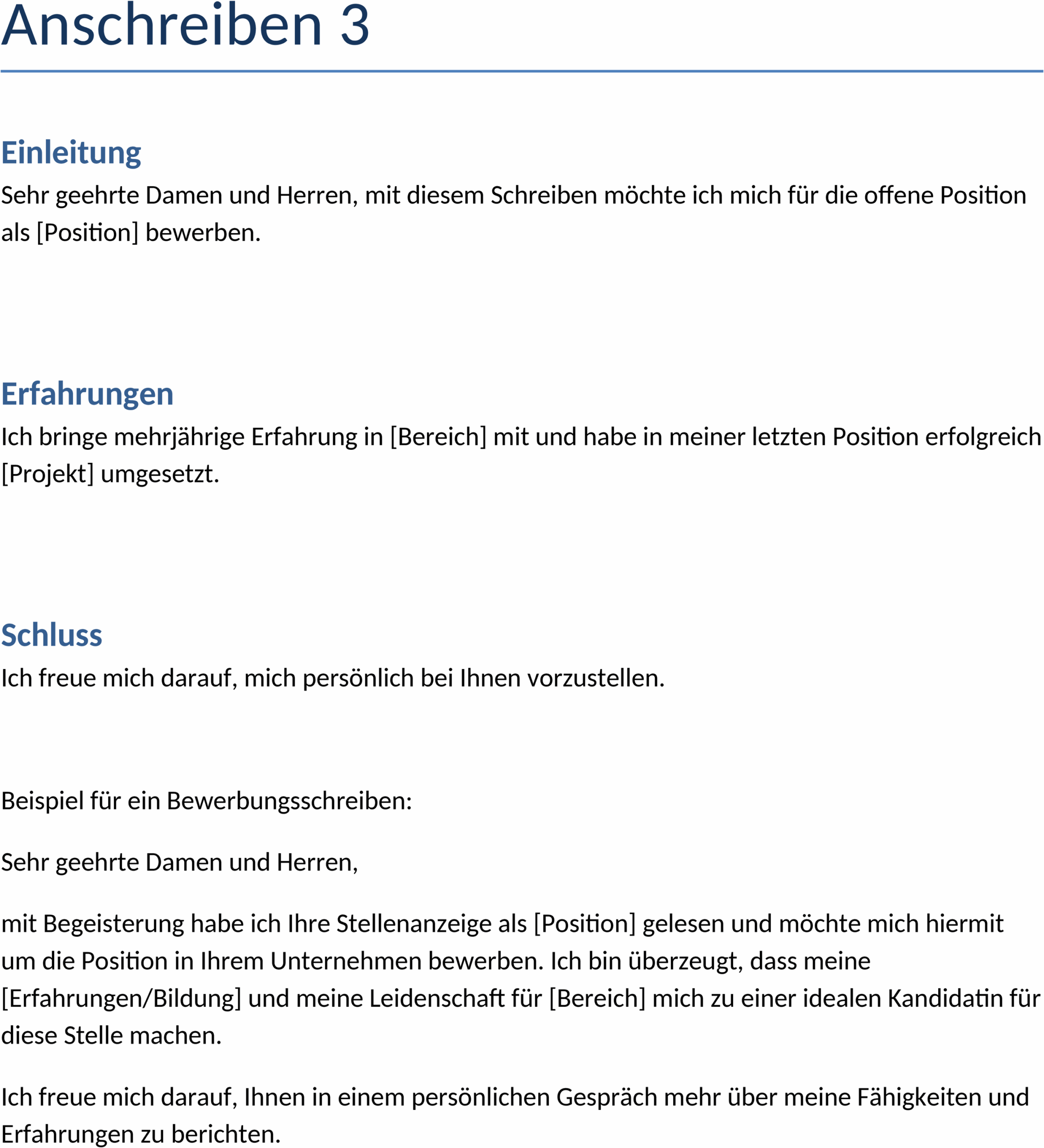 Anschreiben-Wordvorlage für Bewerbungen
