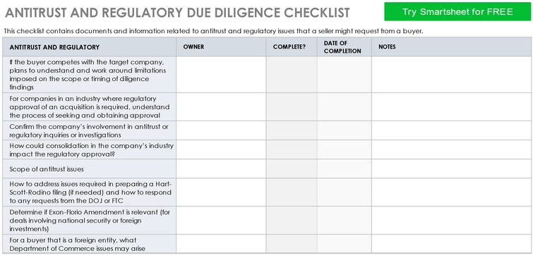 antitrust-und-regulierungs-due-diligence-checkliste-vorlage