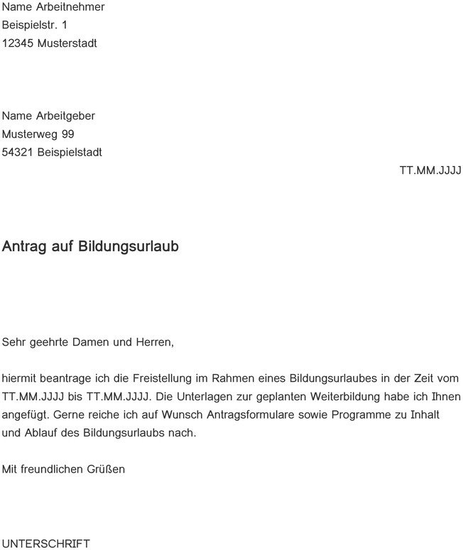 antrag-auf-bildungsurlaub-vorlage-word