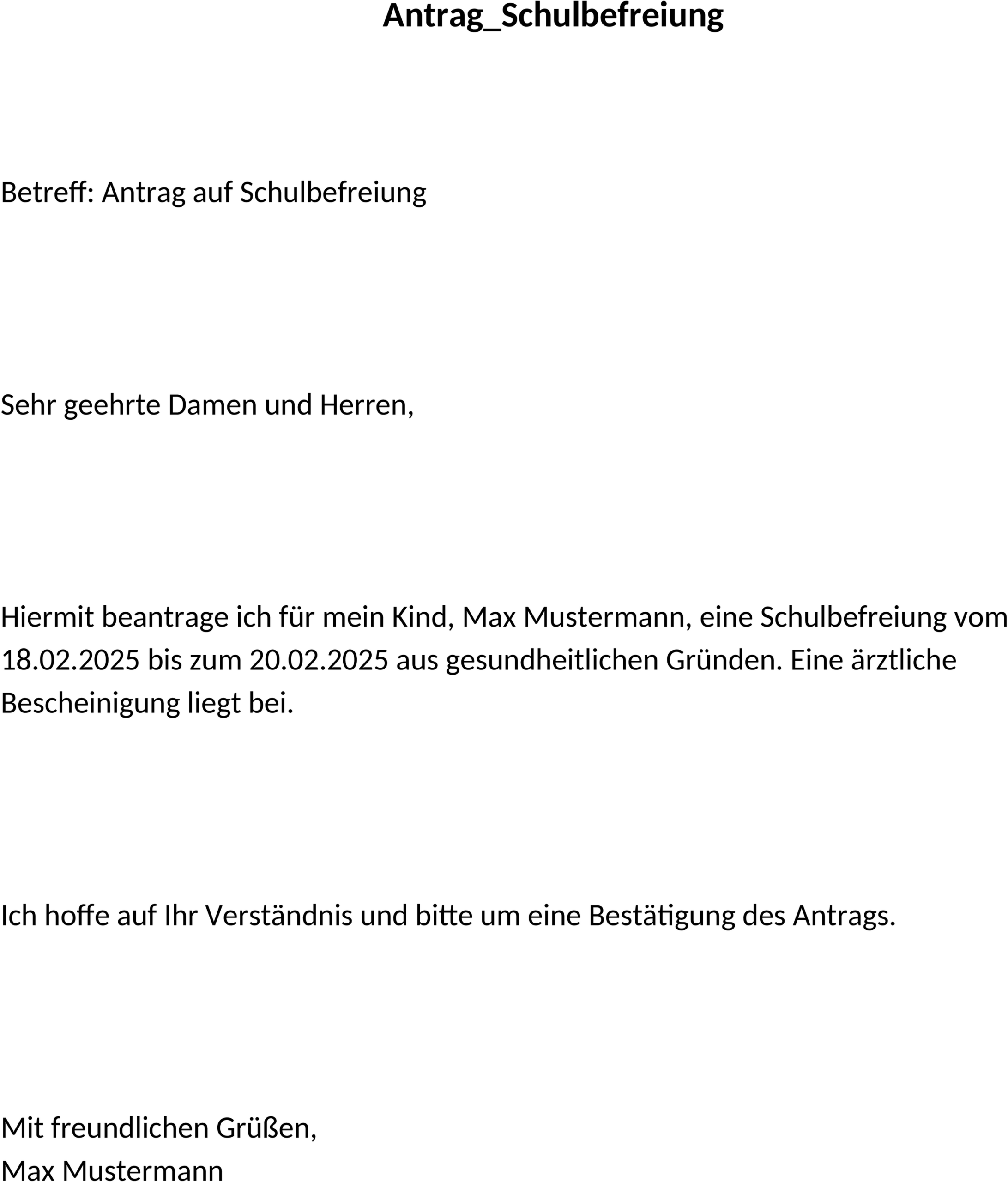 Antrag auf Schulbefreiung: Word-Vorlage für Klarheit und Effizienz