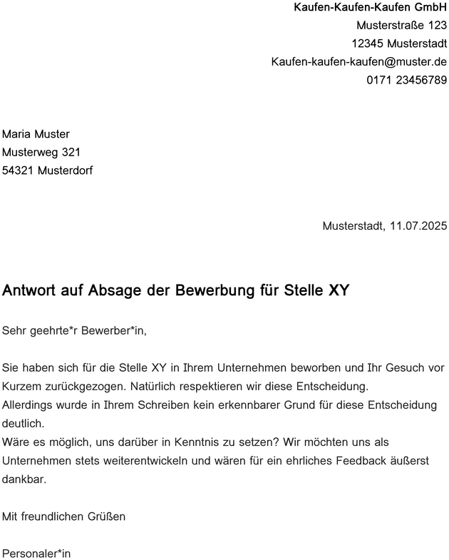 antwort-auf-absage-bewerbung-vorlage