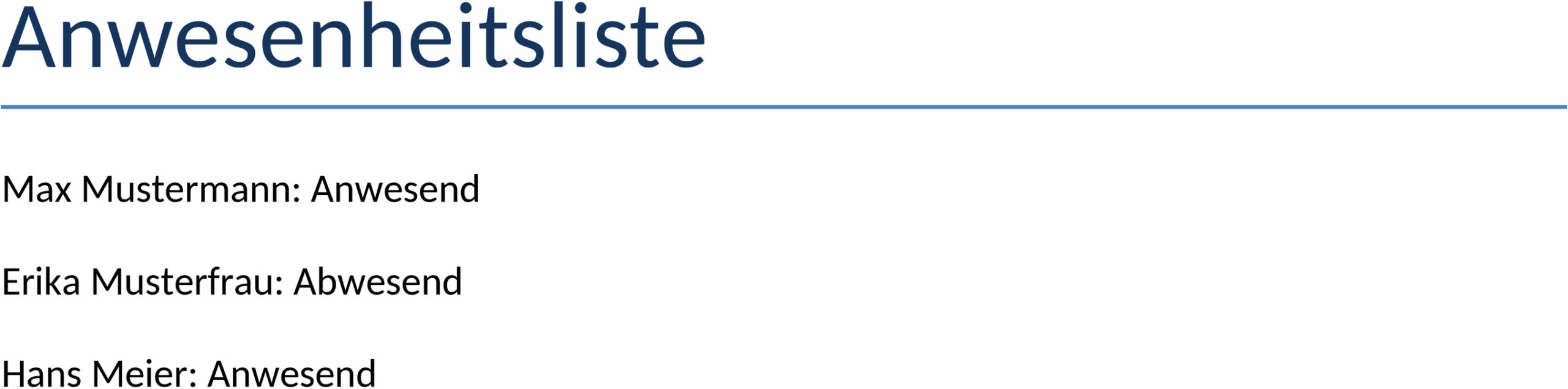 Anwesenheitsliste im Word-Format