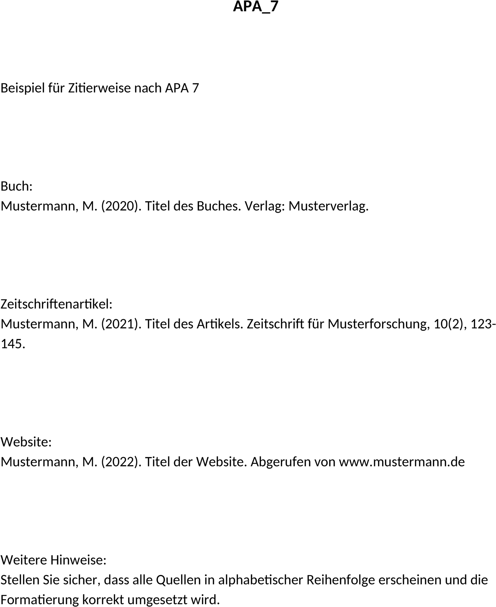APA 7 Word-Vorlage für Berichte