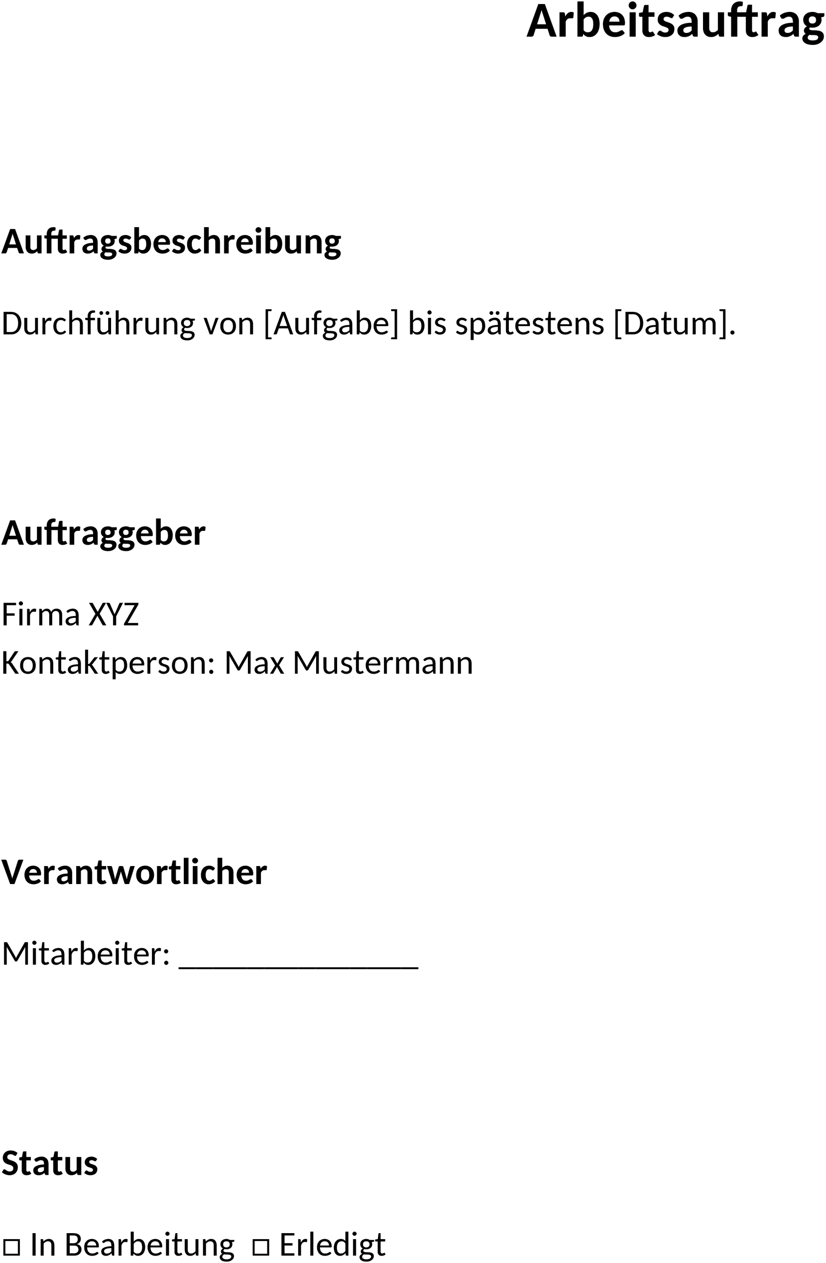 Arbeitsauftrag Word-Datei: Optimal für klare Aufgabenverteilung