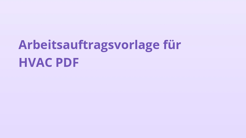 Arbeitsauftragsvorlage für HVAC PDF