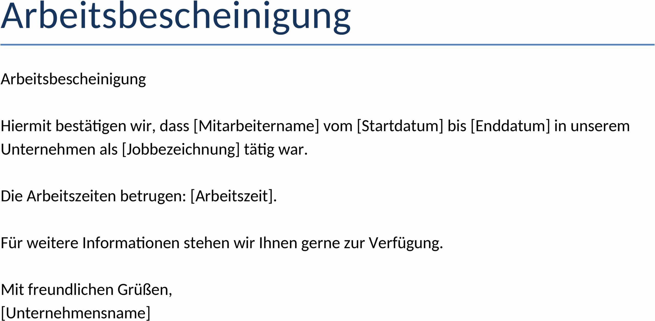 Arbeitsbescheinigung Word-Vorlage