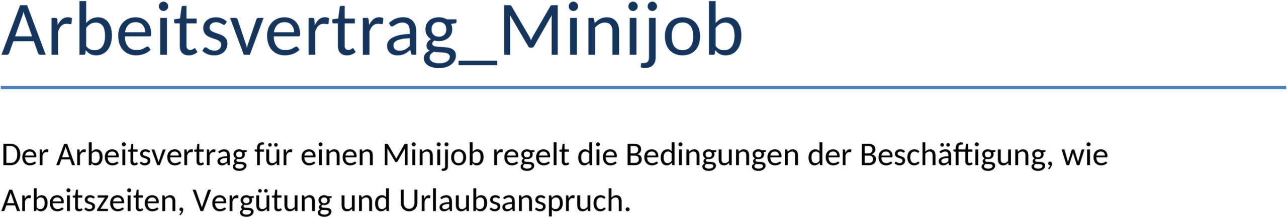 Arbeitsvertrag Minijob Word-Dokument