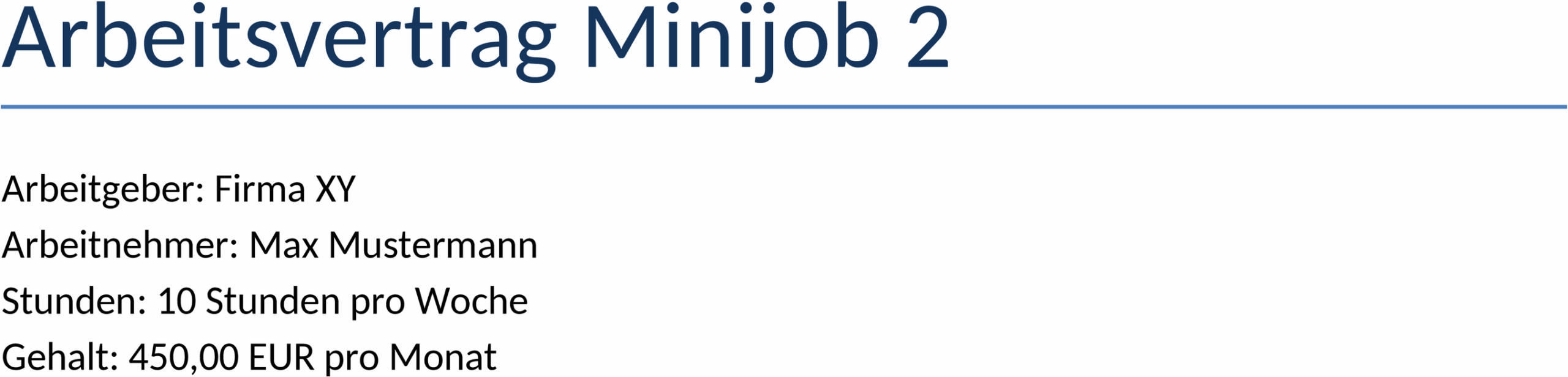 Word-Arbeitsvertrag für Minijobs