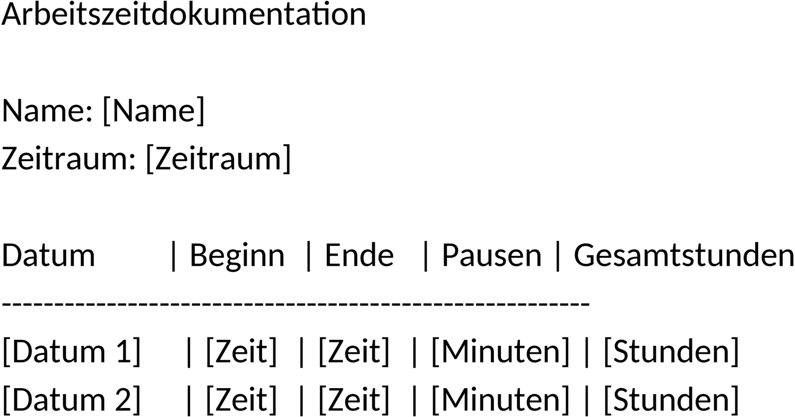 Arbeitszeitdokumentation in Word: Effiziente Zeiterfassung leicht gemacht