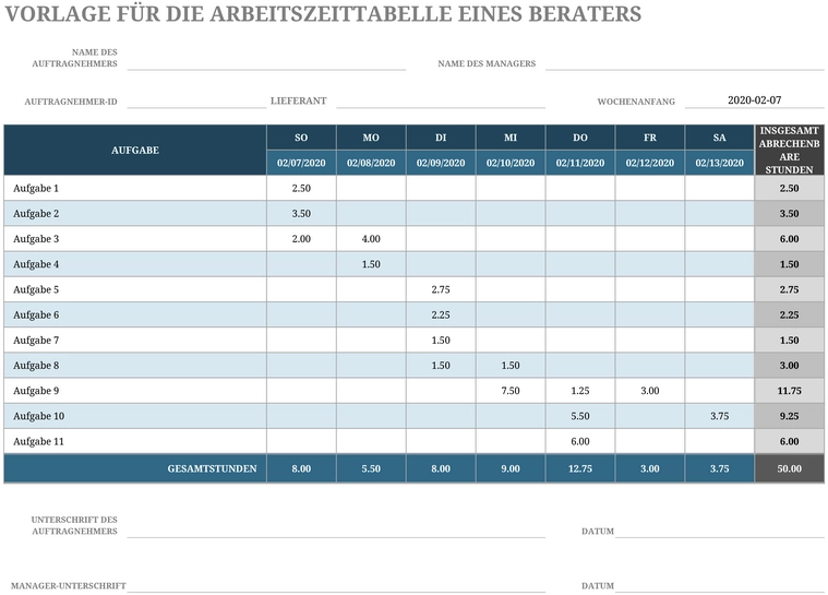 arbeitszeittabelle-eines-beraters-vorlage