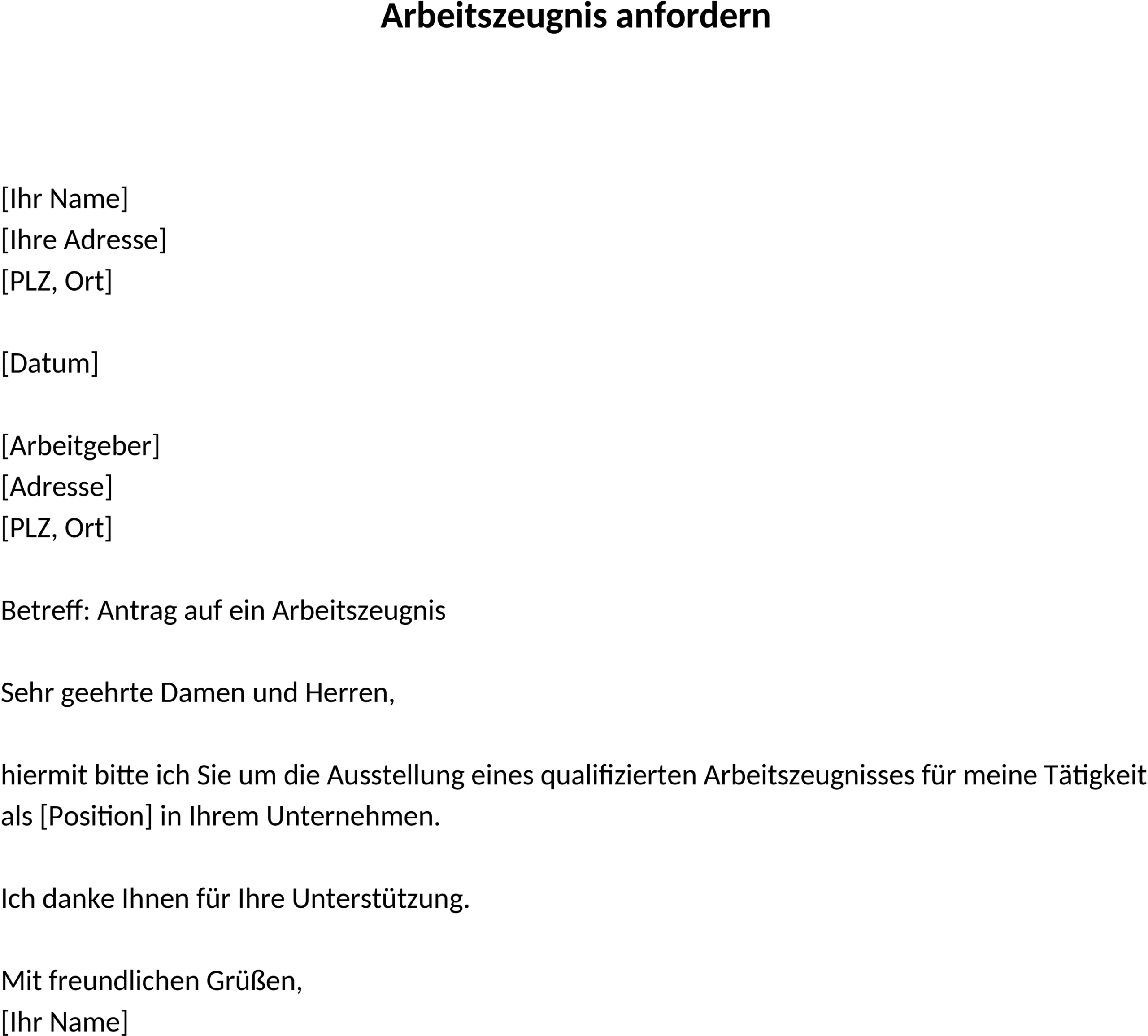 Arbeitszeugnis Anfordern Word-Vorlage