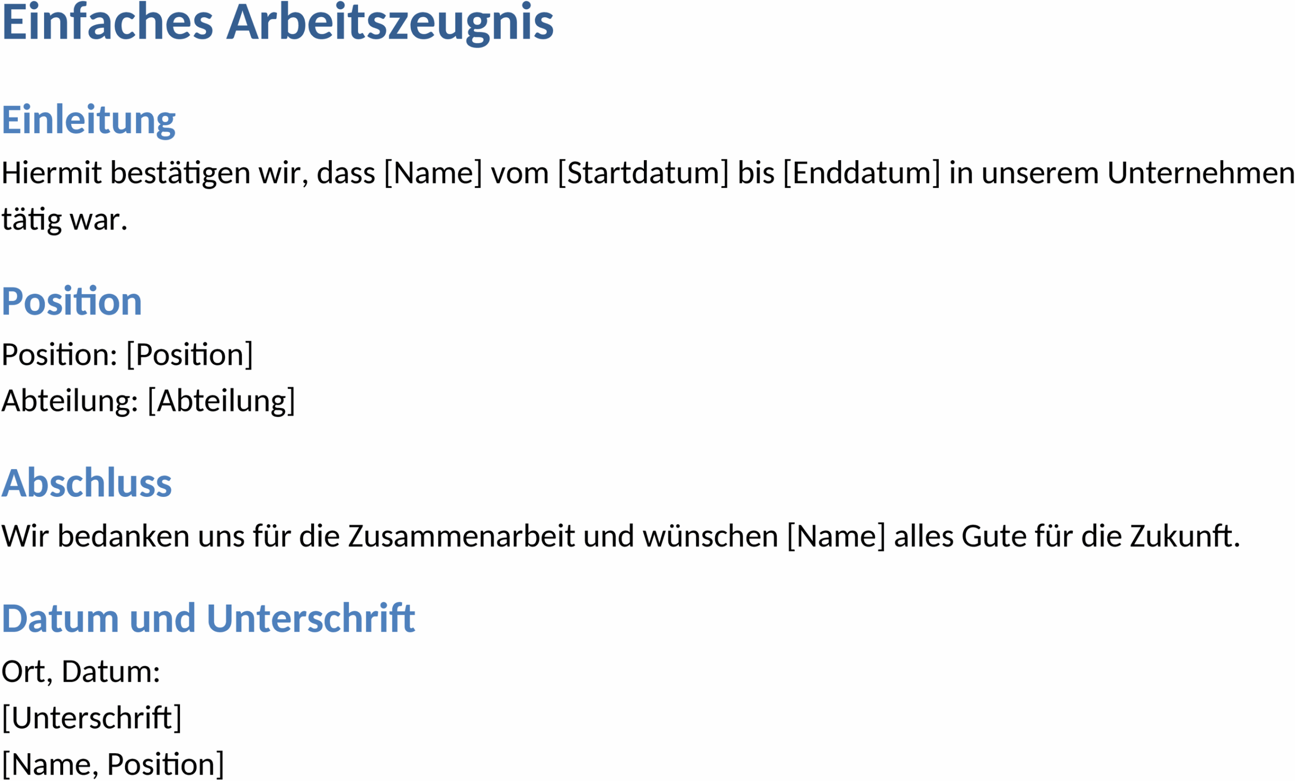 Arbeitszeugnis Word-Dokument