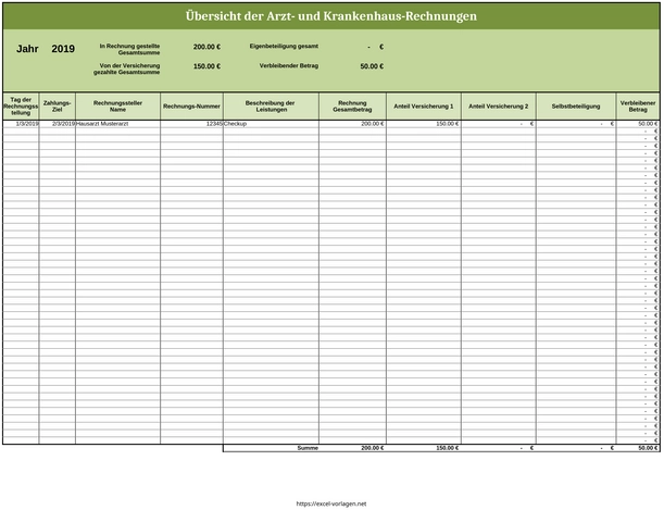 arztrechnungen-uebersicht-gesundheitskosten-excel